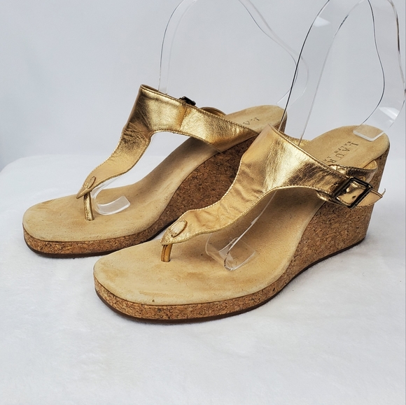 Lauren Ralph Lauren Gold Cork Wedge 